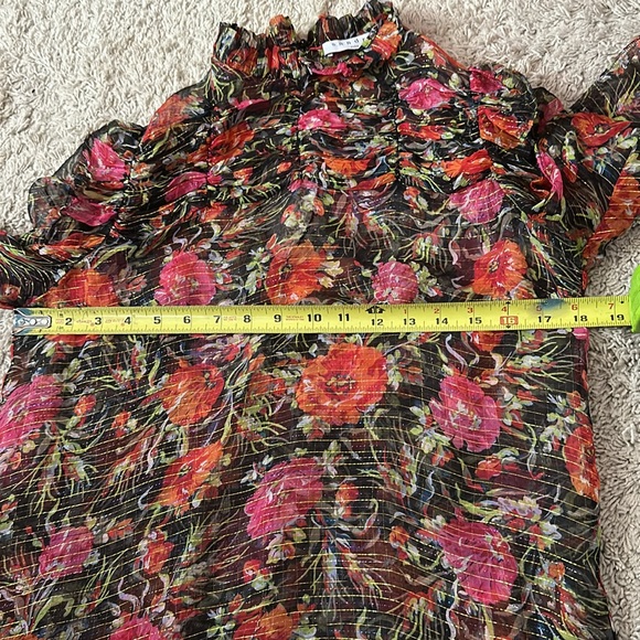 Sandro Amina Floral-Print Metallic-Stripe Top - Picture 7 of 10